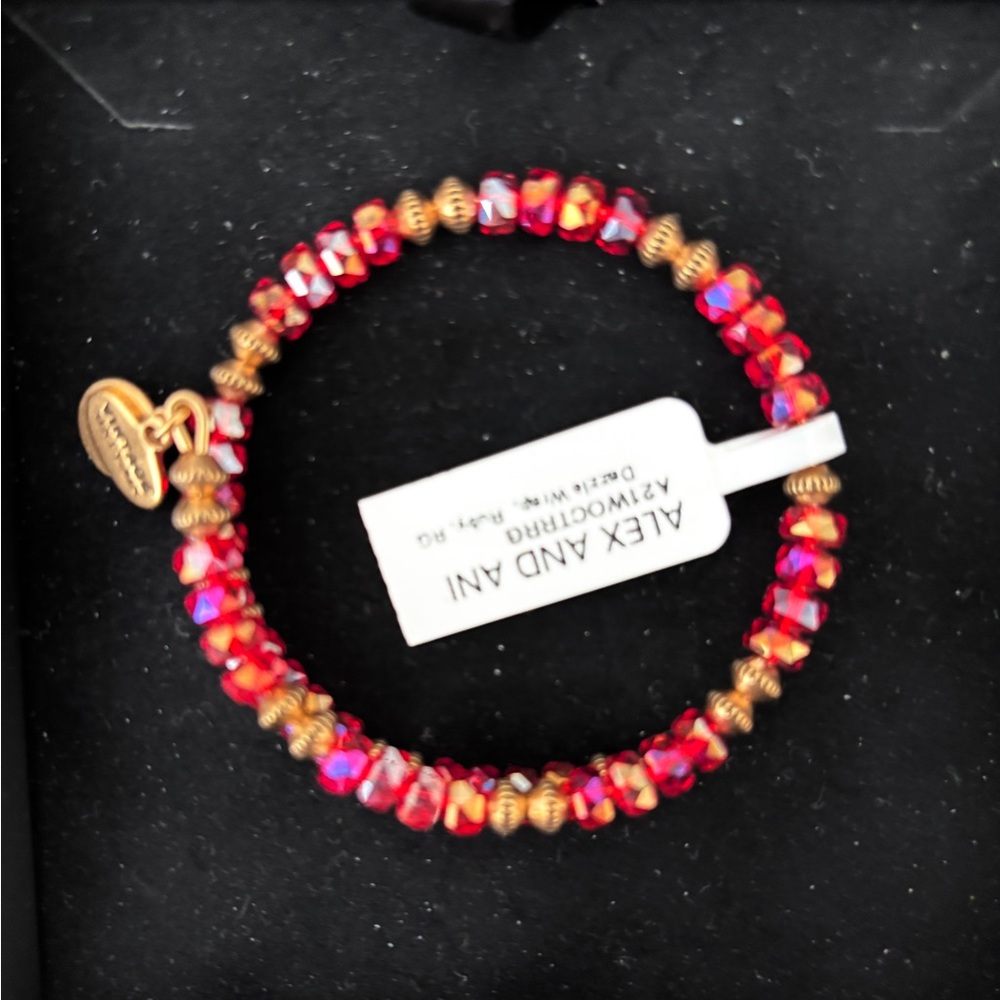 Alex and Ani Vibrant Red and Gold CRYSTAL RETIRED RARE VINTAGE 66 DAZZLE